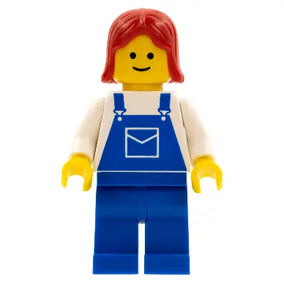  Overalls Blue with Pocket, Blue Legs, Red Female Hair