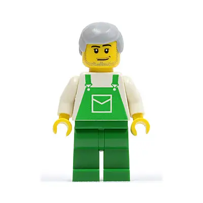  Overalls Green with Pocket, Green Legs, Light Bluish Gray Male Hair