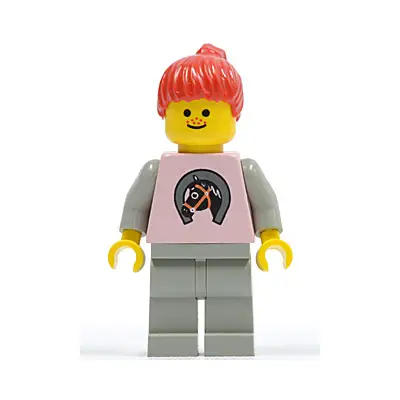  Horse Logo - Light Gray Legs, Red Ponytail Hair