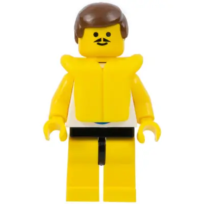  Surfboard on Ocean - Yellow Legs, Brown Male Hair, Life Jacket