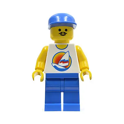  Surfboard on Ocean - Blue Legs, Blue Cap