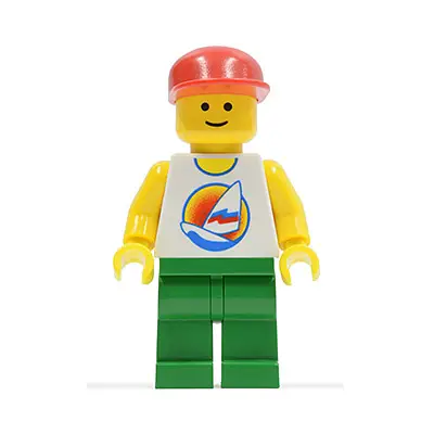  Surfboard on Ocean - Green Legs, Red Cap