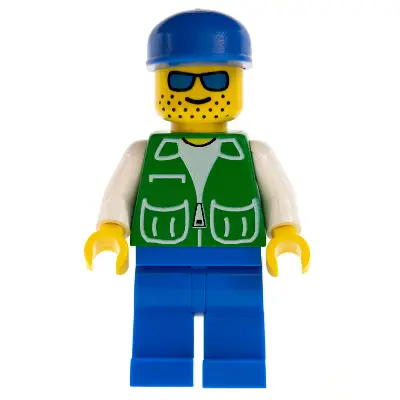  Jacket Green with 2 Large Pockets - Blue Legs, Blue Cap, Stubble