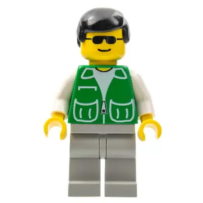  Jacket Green with 2 Large Pockets - Light Gray Legs, Black Male Hair