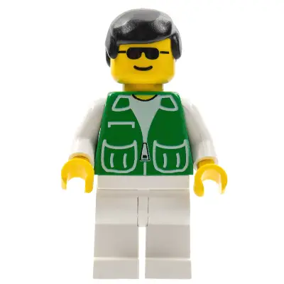  Jacket Green with 2 Large Pockets - White Legs, Black Male Hair
