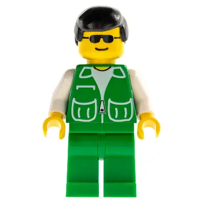  Jacket Green with 2 Large Pockets - Green Legs, Black Male Hair