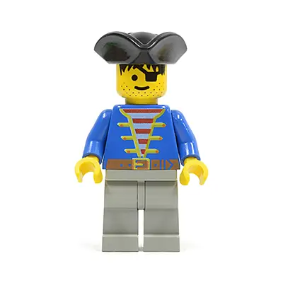  Pirate Blue Jacket, Light Gray Legs, Black Pirate Triangle Hat