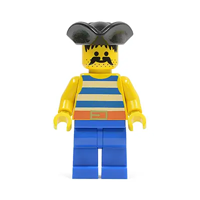  Pirate Blue / White Stripes Shirt, Blue Legs, Black Pirate Triangle Hat