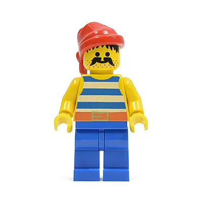  Pirate Blue / White Stripes Shirt, Blue Legs, Red Bandana, Belt with Gold Buckle