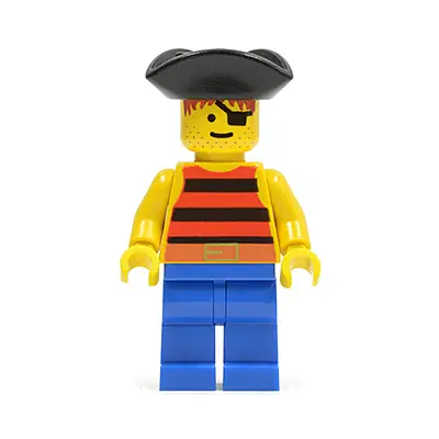  Pirate Red / Black Stripes Shirt, Blue Legs, Black Pirate Triangle Hat