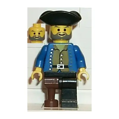  Pirate Brown Shirt, Black Leg with Peg Leg, Black Pirate Triangle Hat