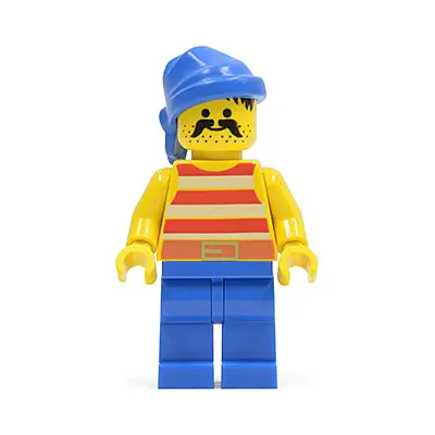  Pirate Red / White Stripes Shirt, Blue Legs, Blue Bandana