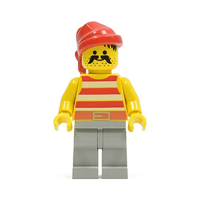  Pirate Red / White Stripes Shirt, Light Gray Legs, Red Bandana