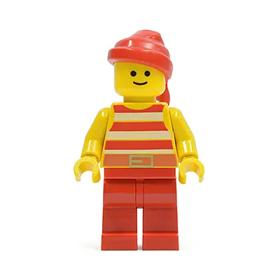  Pirate Red / White Stripes Shirt, Red Legs, Red Bandana