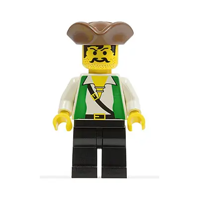 Pirate Green Vest, Black Legs, Brown Pirate Triangle Hat