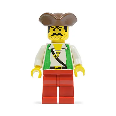  Pirate Green Vest, Red Legs, Brown Pirate Triangle Hat