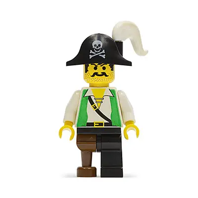  Pirate Green Vest, Black Leg with Pegleg, Black Pirate Hat with Skull