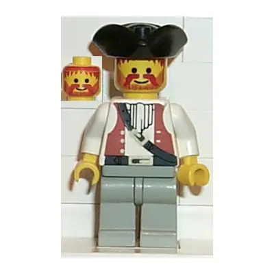 Pirate Brown Vest Ascot, Light Gray Legs, Black Pirate Triangle Hat