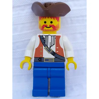  Pirate Brown Vest Ascot, Blue Legs, Brown Pirate Triangle Hat