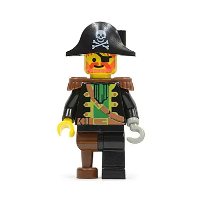  Captain Red Beard (Captain Roger) - Brown Epaulettes, Pirate Hat with Skull and Crossbones