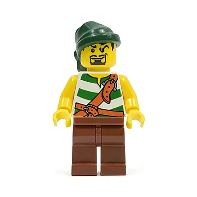  Pirate Green / White Stripes, Reddish Brown Legs, Dark Green Bandana, Goatee