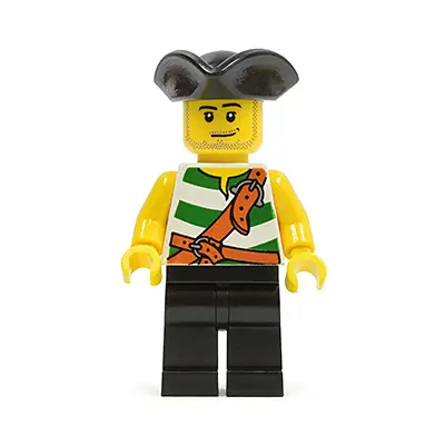  Pirate Green / White Stripes, Black Legs, Tricorne Hat