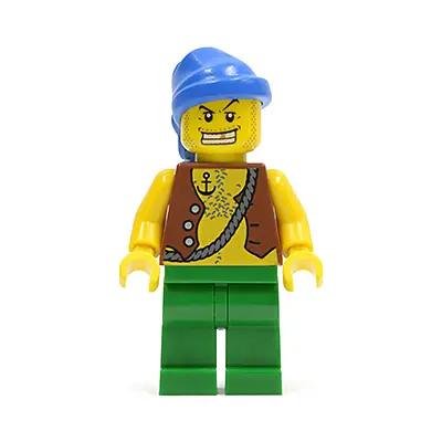  Pirate Vest and Anchor Tattoo, Green Legs, Blue Bandana, Gold Tooth