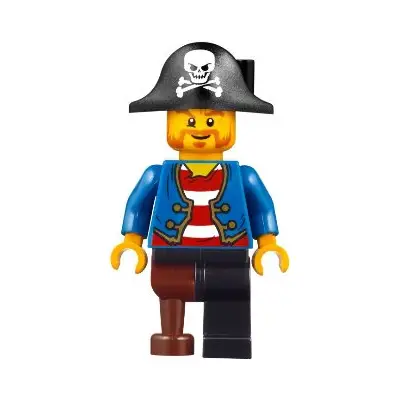  Pirate Blue Jacket, Black Leg with Peg Leg, Black Pirate Hat with Skull
