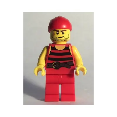  Pirate 5 - Black and Red Stripes, Red Legs, Scar