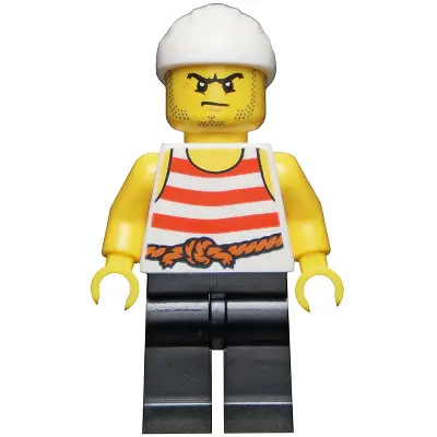  Pirate 8 - Red and White Stripes, Black Legs, Scowl