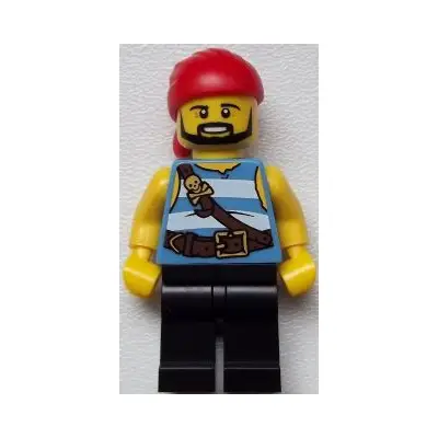  Pirate - Medium Blue and White Stripes, Black Legs