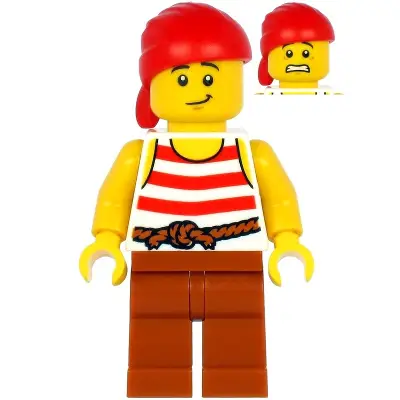 Pirate - Red Bandana, White Shirt with Red Stripes, Dark Orange Legs