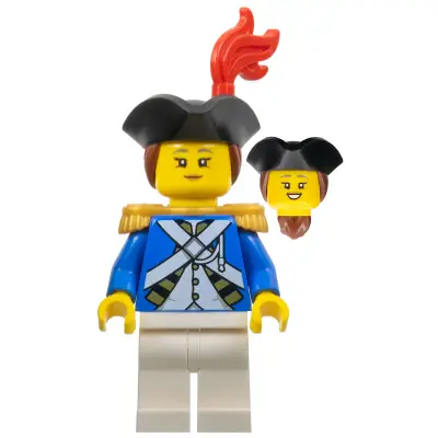  Imperial Soldier IV - Officer, Female, Black Tricorne, Reddish Brown Hair, Red Plume, Pearl Gold Epaulettes