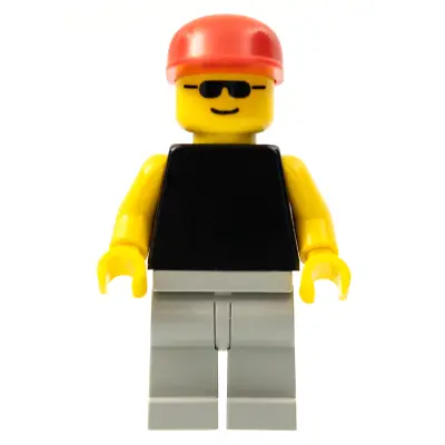  Plain Black Torso with Yellow Arms, Light Gray Legs, Sunglasses, Red Cap