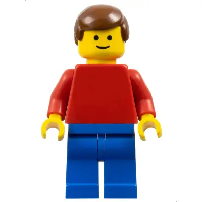  Plain Red Torso with Red Arms, Blue Legs, Brown Male Hair