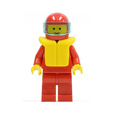 Plain Red Torso with Red Arms, Red Legs, Red Helmet, Trans-Light Blue Visor, Life Jacket