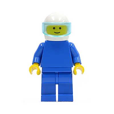  Plain Blue Torso with Blue Arms, Blue Legs, White Helmet, Trans-Light Blue Visor