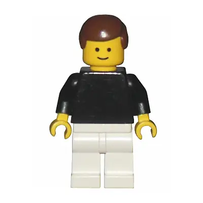  Plain Black Torso with Black Arms, White Legs, Brown Male Hair