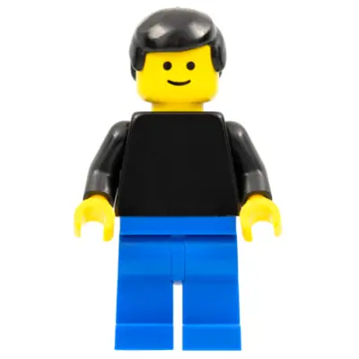  Plain Black Torso with Black Arms, Blue Legs, Black Male Hair