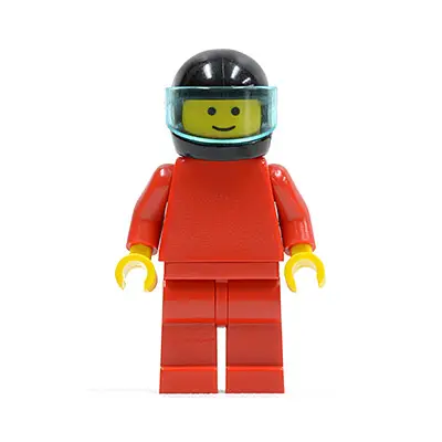  Plain Red Torso with Red Arms, Red Legs, Black Helmet, Trans-Light Blue Visor