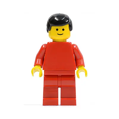  Plain Red Torso with Red Arms, Red Legs, Black Male Hair