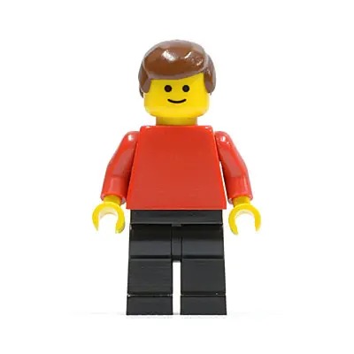  Plain Red Torso with Red Arms, Black Legs, Brown Male Hair