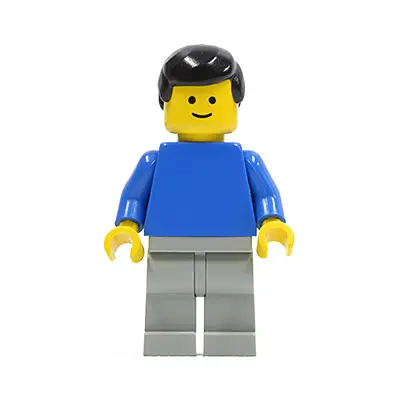  Plain Blue Torso with Blue Arms, Light Gray Legs, Black Male Hair