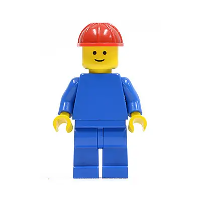  Plain Blue Torso with Blue Arms, Blue Legs, Red Construction Helmet