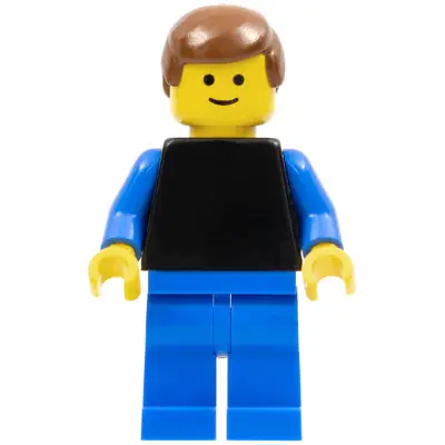  Plain Black Torso with Blue Arms, Blue Legs, Brown Male Hair