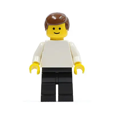  Plain White Torso with White Arms, Black Legs, Brown Male Hair