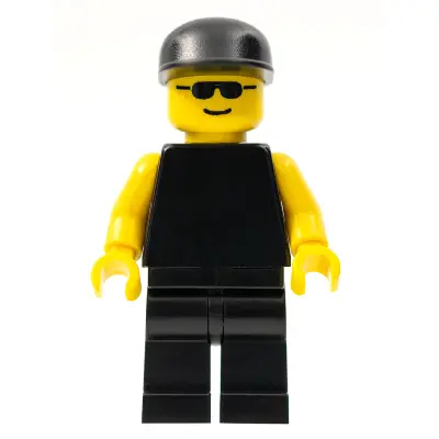 Plain Black Torso with Yellow Arms, Black Legs, Sunglasses, Black Cap