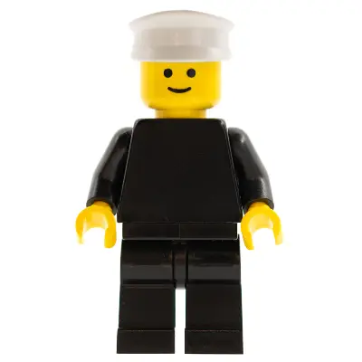  Plain Black Torso with Black Arms, Black Legs, White Hat