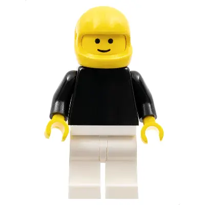 Plain Black Torso with Black Arms, White Legs, Yellow Helmet