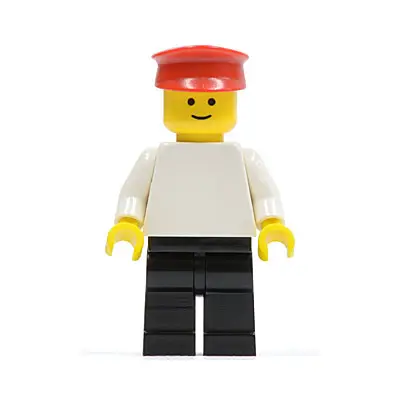  Plain White Torso with White Arms, Black Legs, Red Hat